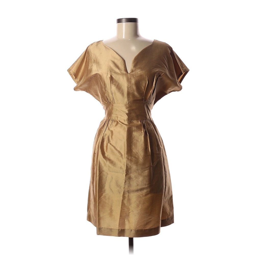 100% Gold silk Holiday cocktail dress